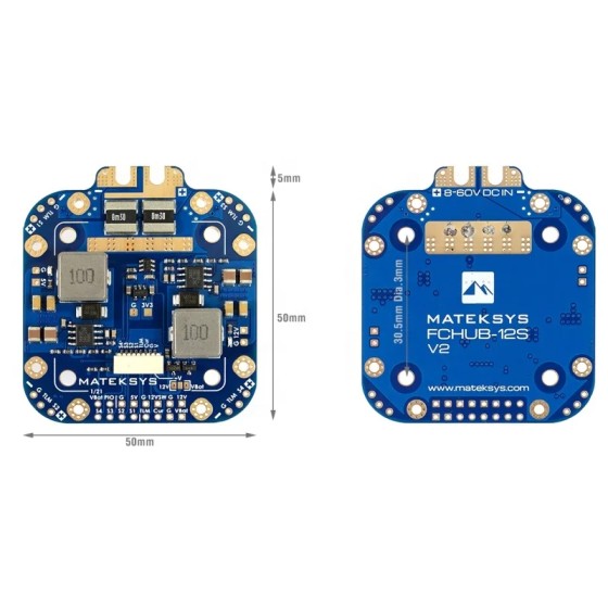 Matek Systems FCHUB-12S V2 Hub Stromverteilungskabel PDB 5 V & 12 V BEC eingebauter 184 A-Stromsensor FPV X-Klasse Quad